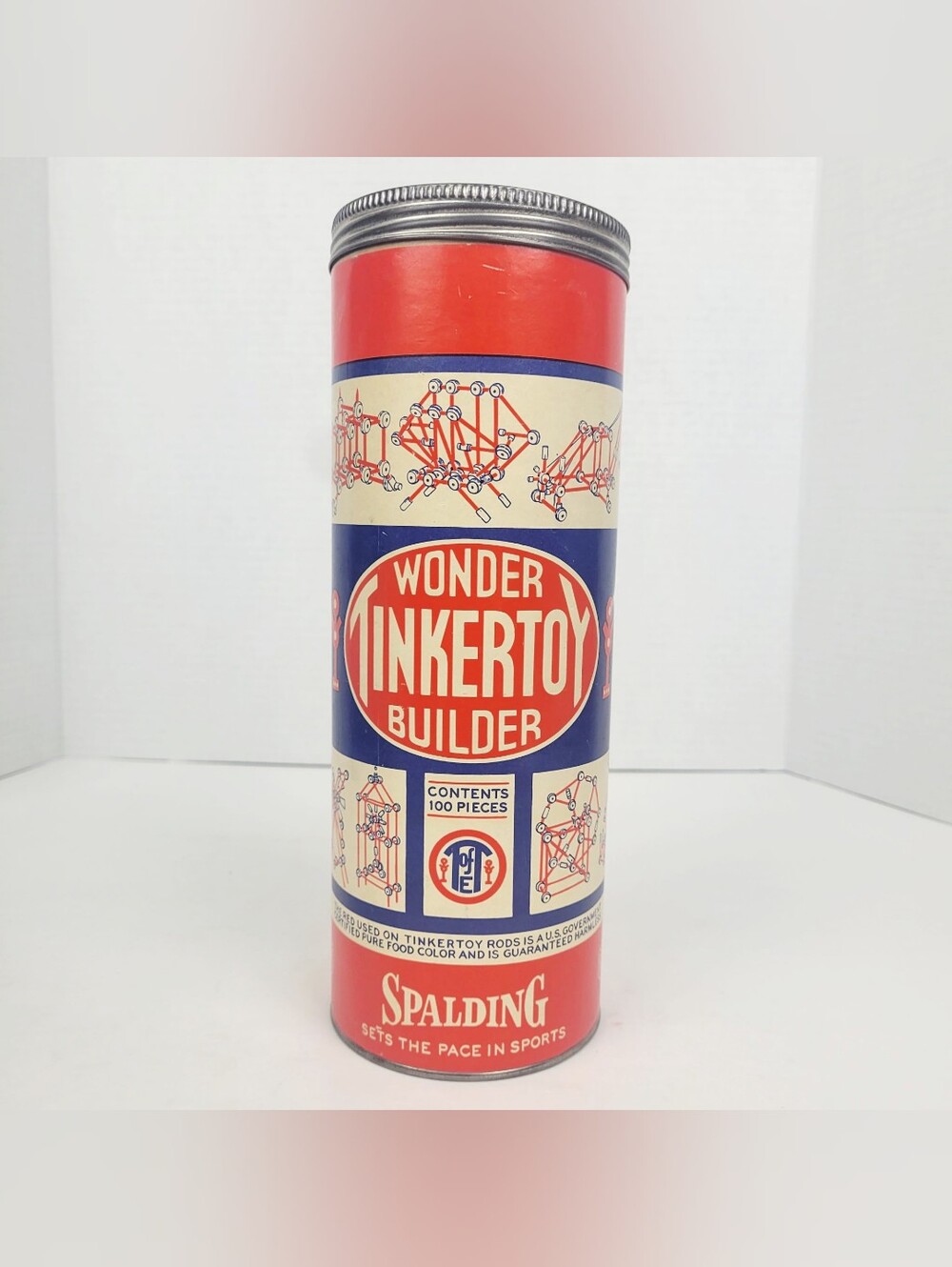 Vtg 50s~Wonder Tinkertoys Builder Construction Set~Spalding~117 Pieces+